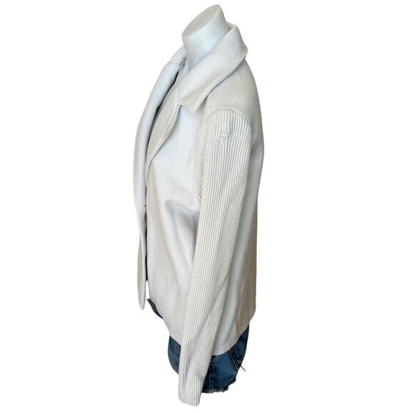Splendid White Double Breasted Sweater Jacket SMALL Felted Boxy Career Wool $198 - Picture 6 of 10